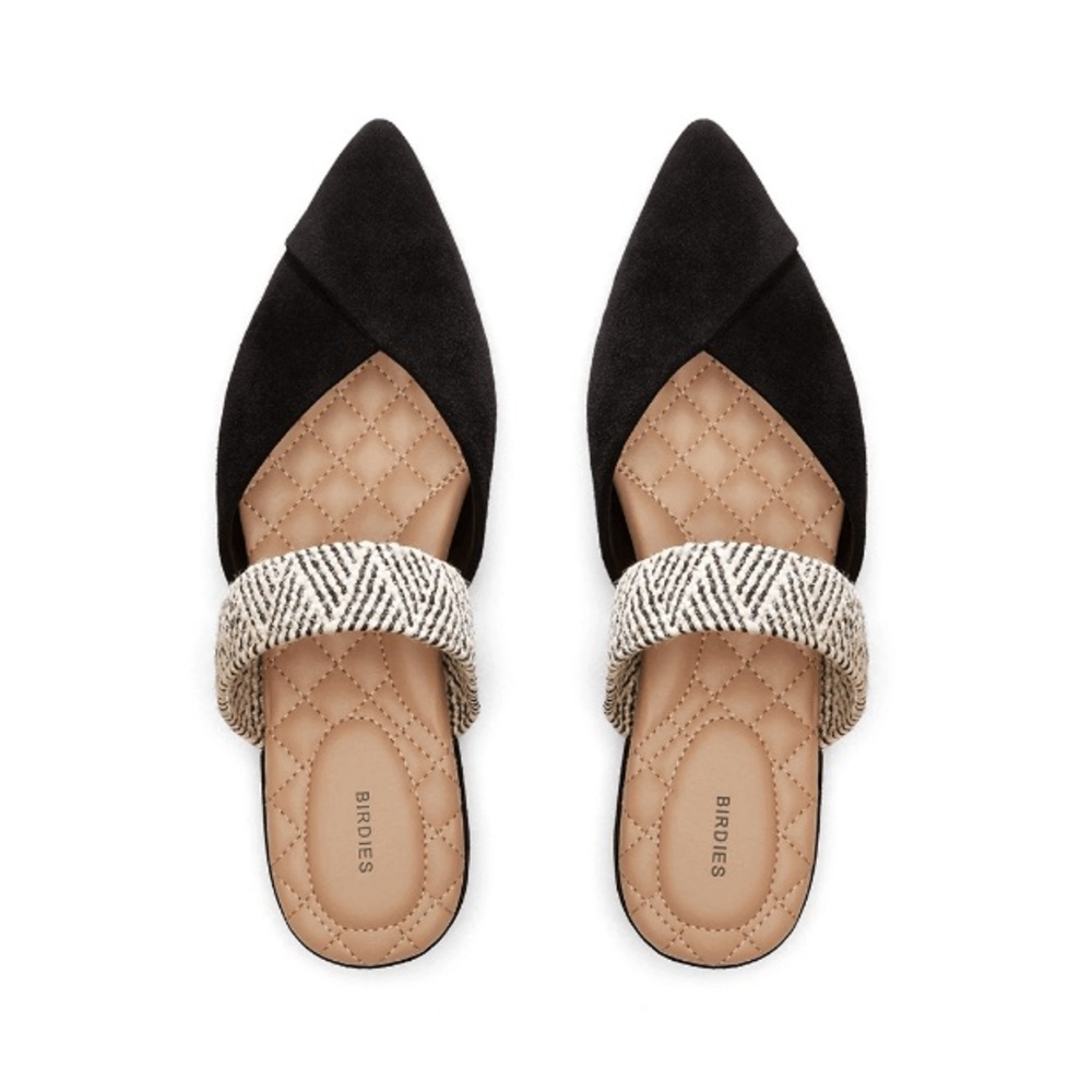 Birdies The Swan Black Cuff Suede Pointed Toe
Mules Slip-On